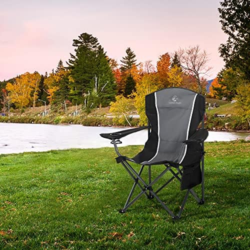 High Point Sports Prevelike preklopna stolica za kampiranje, teška stolica na otvorenom s naslonom za ruke, prijenosna travnjaka