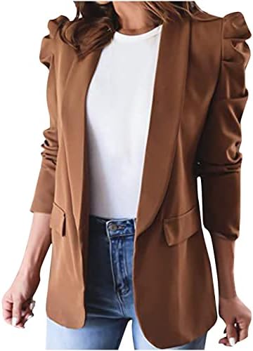 Ženski 2022. jeseni ležerni blejzer puff dugi rukavi jakna Otvorena prednjeg radnog odijela Office Blazer jakne s džepovima