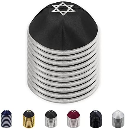 Ateret Judaica Kippah-Yarmulke za muškarce i dječake satenski kapica od 10 paketa, veličine 19 cm sa zvijezdom Davida, židovski