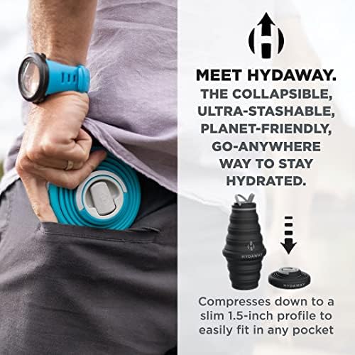 Hydaway se srušila boca vode, poklopac od 25oz-top-top | Ultra-paketiv, silikon koji je prilagođen putovanjima
