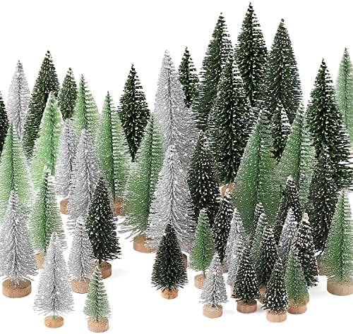 30pcs Mini božićna drvca s 10,6 unci lažni ukras snijega, 5 veličina Umjetni božićni drvci boca četkica Umjetni snijeg lažni