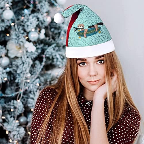 Zakrivljeni ljenjivac smiješni Božićni šešir sa šljokicama Šeširi Djeda Mraza za muškarce i žene Božićni blagdanski ukrasi