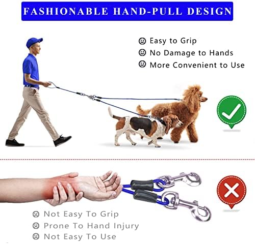 PNBO kabel za vezanje pasa koji dijeli više psa 15ft pasa za pas za dvorište crveni/plavi/srebrni teški kabel za pse za vanjski