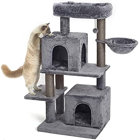 45-inčni višeslojni toranj za mačke, mačje drvo, mačje drvo s postom za grebanje, s visećom mrežom i postovima za grebanje