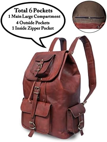 Anuent 20 Vintage kožni ruksak za muškarce i žene - tamno smeđi laptop i putnička torba - veliki ruksak i ruksak - savršen