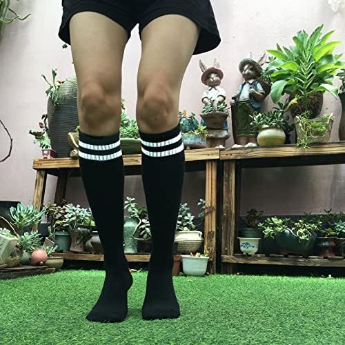 Nogometne čarape Unisex Kids, koljeno visoko klasične prugaste čarape za dječake djevojčice mladih mališana 4-10, fit nogometni