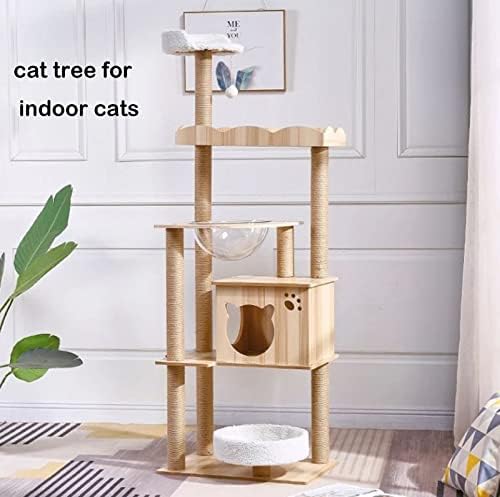 mačje drvo za kućne mačke 65,0 inča borova ploča mačji tornjevi mačji stan s platformom mačja kuća i stupovi za grebanje