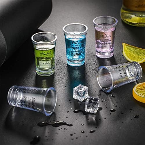 24 pakiranja akrilnih prozirnih čaša za zabavu, teška baza 1,2 oz, Naočale za odrasle, male staklene čaše za čaše, 8 stilova
