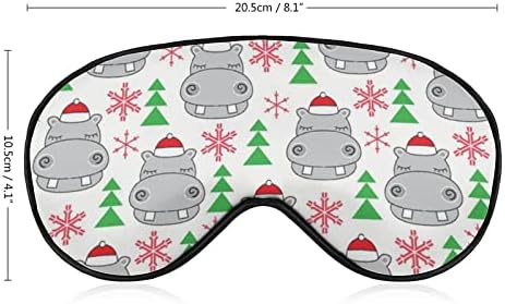 Božićni hipposi s Djeda šeširima Print maska ​​za oči za oči Blokirajući masku za spavanje s podesivim remenom za rad na