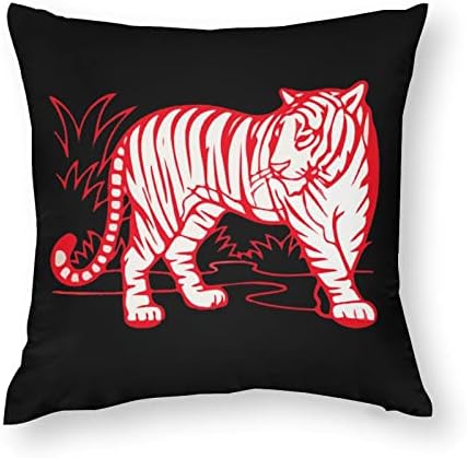 Crveni tigar set od 2 jastuka za jastuke s jastucima s kvadratnim jastucima za kauč kauč dekorativni automobil za spavaće
