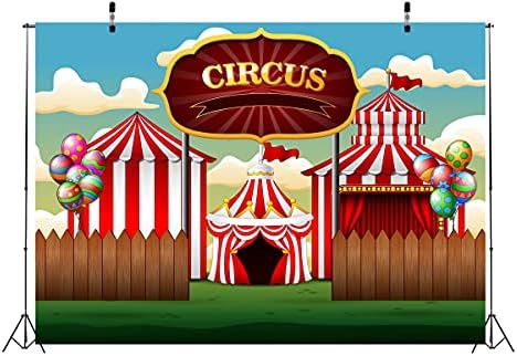 Corfoto tkanina 9x6ft cirkuska pozadina fotografija klaun show akrobatski šator balon vrpce festival pozadina za novorođenčad