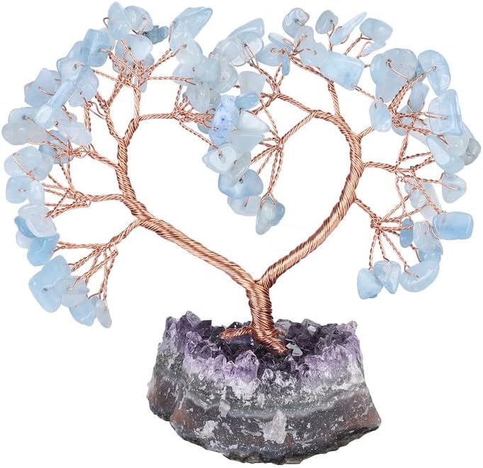 SumGiftForall ručno rađeni kristalno srce stablo života na ametistu klastera baznog novca Stone stablo za vjenčanje reiki
