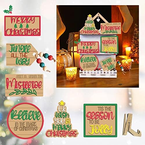 Dekoracije božićnih slojevitih ladica, 8 komada božićni setovi za ukrašavanje stola, božićni božićni vintage stil dekora
