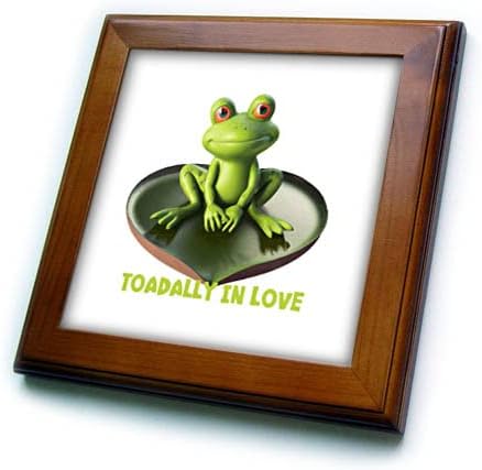 3drozna krastača, istinski zaljubljena slatka žaba koja sjedi na pločicama u obliku srca uokvirenim laticama ljiljana