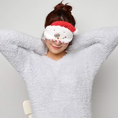 Soimiss bijelo sjenilo božićna maska ​​za spavanje plišana maska ​​snjegovića za oči spavanje sljepog oka pokrivač začek