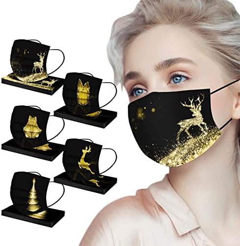 Božićne jednokratne maske za lice za odrasle žene 50 pakiranja 3-slojna prozračna maska za lice slatkog dizajna svečana maska