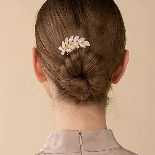 2 pakiranja vjenčanog češlja za kosu mladenke s ukrasom lišća i kristala, vjenčana frizura s ukrasom kristala, Dodaci za