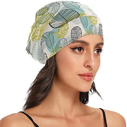 Sjeme radne kape za spavanje šešira za kapute stablo ostavlja zeleni vintage retro za žensku kosu za glavu noćni omot