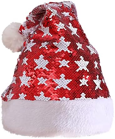 Plišani šešir Djeda Božićnjaka, crveni i zeleni flip Božićni šešir sa šljokicama za tinejdžere i djecu, svečani božićni šešir,