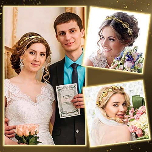 6pcs set vjenčanih traka za glavu od zlatnog lista, cvjetna traka od umjetnog bisera, metalni lanac, traka za maturalnu zabavu