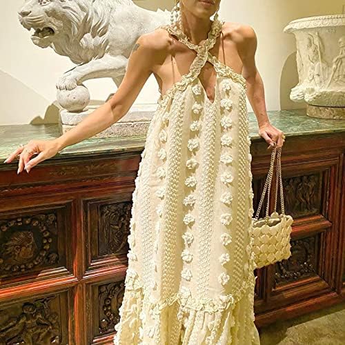 Ženski ljetni modni halter vrat boemijski v-izrez labava rukava bez rukava.