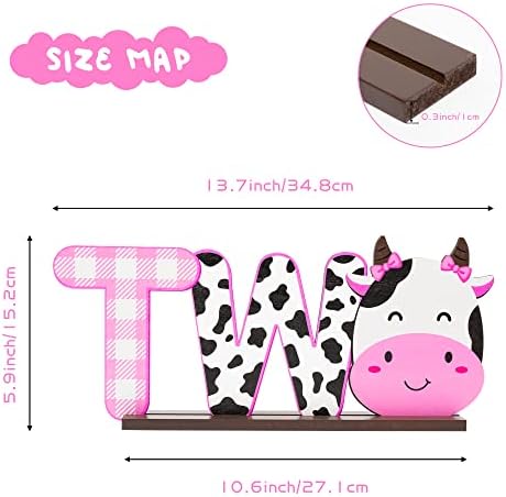 Pantide krava natpis s dva slova drveni stol za djevojčice ružičasta krava ukras Drugi rođendan ružičasta farma barnyard