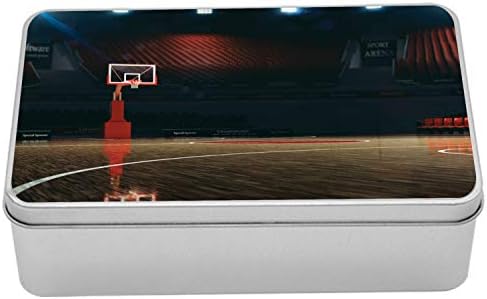 Ambsonne košarkaška limena kutija, slika prazne sportske arene košarkaškog terena s otiskom drvenog poda, prijenosni rectangle