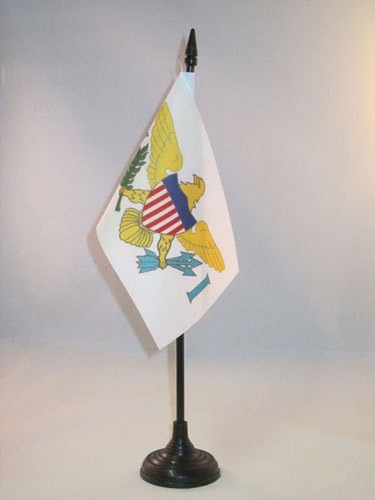 AZ zastava Djevičanski otoci Sjedinjenih Država zastava 4 '' X 6 '' - Zastava stola s Virgin Islander 15 x 10 cm - Crni plastični