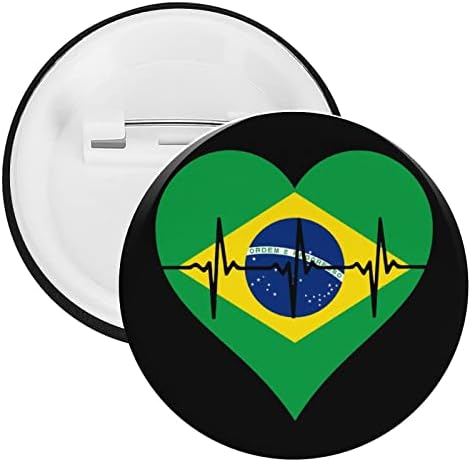 Ljubav Brazil otkucaji srca okrugla ploča s natpisom 2,3 inča pribadača broš s gumbom na poleđini oznake ukras za poklon