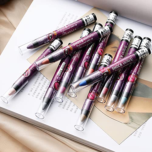 2pcs svjetlucavi štapići za sjenilo Ultra pigmentirani puder za šminku dugotrajna olovka za sjenilo 01 bijela i 10 Sliver
