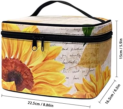 Za u dizajnu Vintage Cosmetic Travel torbe djevojke šminke Suncokreti Cvjetni print držač četkice za šminku Organizator prijenosni