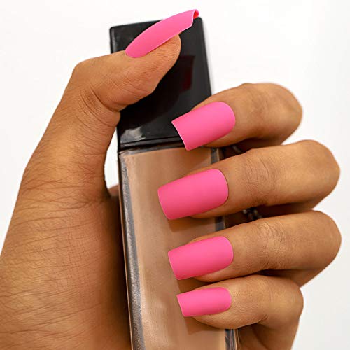 24pcs mat lažni nokti dugi lažni nokti s potpunim pokrivanjem ružičasta Akrilna preša za dizajn noktiju za žene i djevojke
