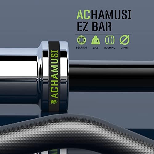 47 EZ Curl Bar - Komercijalna olimpijska kovrčava šipka s mesinganim čahurama s prahom odlične za kovrče i treninge proširenja