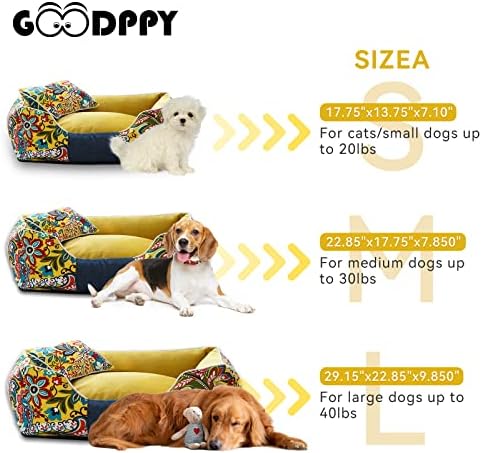 Goodppy za pranje za pranje mogućeg kreveta za srednje pse, pravokutni cvjetni print platno za pseće krevete s izdržljivim