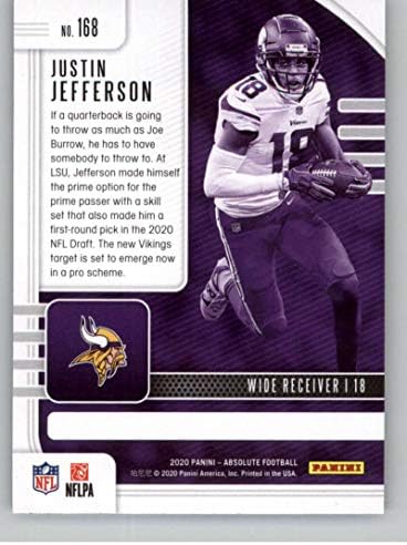 2020. Panini Apsolut 168 Justin Jefferson RC Rookie Minnesota Vikings NFL nogometna trgovačka karta
