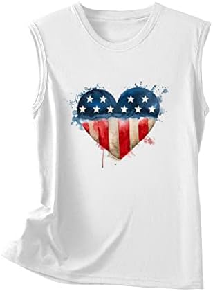 4. srpnja tenk vrhunske žene američke zastave srce grafičke majice usa zvijezde prugaste košulje bez rukava neovisnost Day