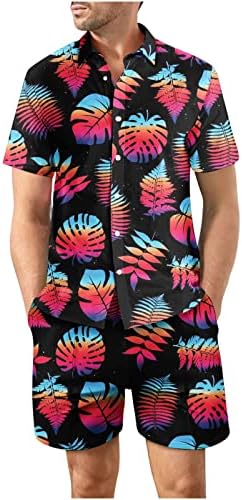 Muške havajske košulje i kratke hlače postavljaju 2 komada Tropska odjeća gumb za ispis cvijeća Down Beach odijelo ljetne