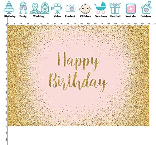 Seekpro 7x5ft ružičasta i ružičasta zlatna pozadina za rođendan za žene djevojke blistave bday zabavne ukrase natpisni kolač
