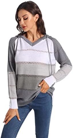 Vemodoo ženske boje u boji pletenice džemperi v vrat crtanje lagane puloverske dukseve i zip up up