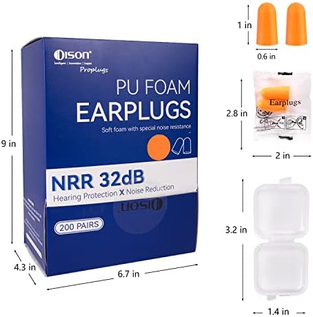200Pairs pjenasti čepovi za uši, 32db za jednokratnu upotrebu uši u ušima za smanjenje buke, utikači za zaštitu sluha za