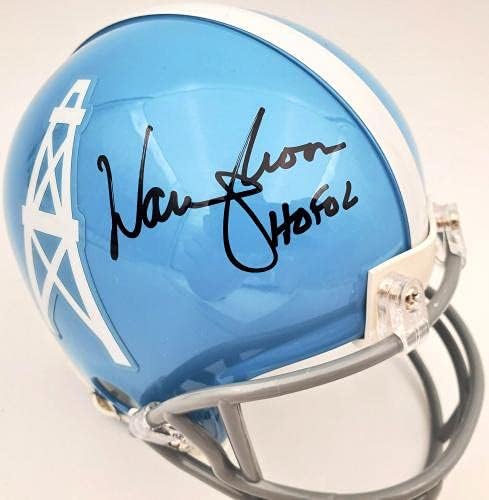 Plava mini kaciga Houston Oilers s autogramom Voren Moon Hof 06 u crnoj boji _ 185806 - NFL Mini kacige s autogramom