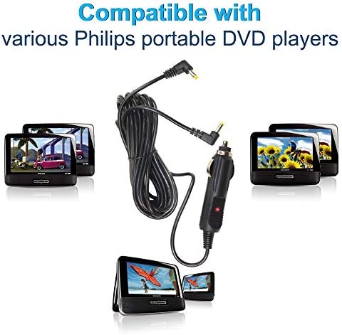 HQRP punjač automobila kompatibilan s Philips 7 9 10 inča dvostruki zaslon za glavu za glavu prijenosnog DVD playera LY-02