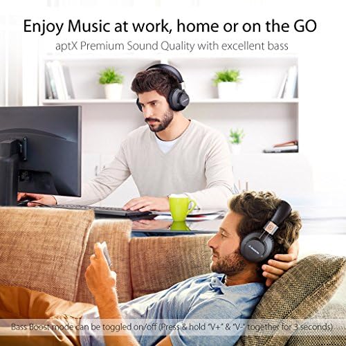 Avantree audicija Pro 40 sati Bluetooth preko ušnih slušalica s MIC -om za glazbu, pozive i TV, APTX niska kašnjenja, višestruke