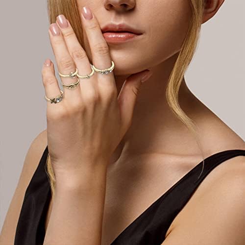Valentinovo ručno izraz za slaganje Izjava Gemstone žene lagano ponderirani jednostavni ručni prsten vjenčani prsten 2pcs