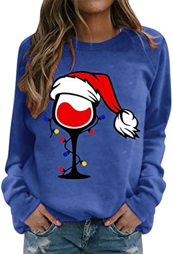 Božićni džemper ženska dukserica posada vrat dugi rukavi božićni pehar za print skakač znoj vrhova tinejdžerskih majice