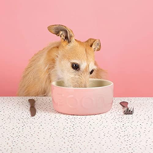 Klasična keramička zdjela za hranu za pse od 19 cm do 19 cm do 8,5 cm ružičasta