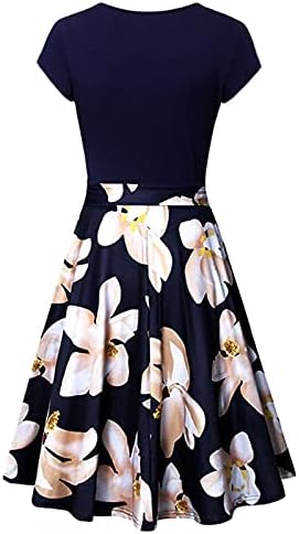 Ljetna haljina za žene, ženska 2023. proljetna/ljetna haljina v vrat casual lepršav kratki rukav elastični struk slojevira