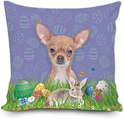 Bageyou sretni uskrsni zeko s chihuahua štene jastuk poklopac šarenih jaja proljetna cvjetna jastuka stolica sofa dekoracija