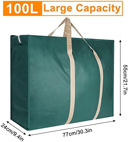 3 pakiranje 100L velika torba za odlaganje, velike vrećice s patentnim zatvaračima i ručkama, skladištenje vrećice za odlaganje