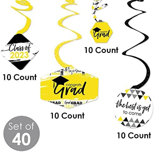 Velika točka sreće žuta diplomska klasa 2023 ukrasa za viseće viseće - set od 40
